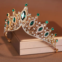 Dospita Bridal Headwear Green-Colour Ladies Exquisite Dazzling Party Crown Luxurious Birthday Tiaras