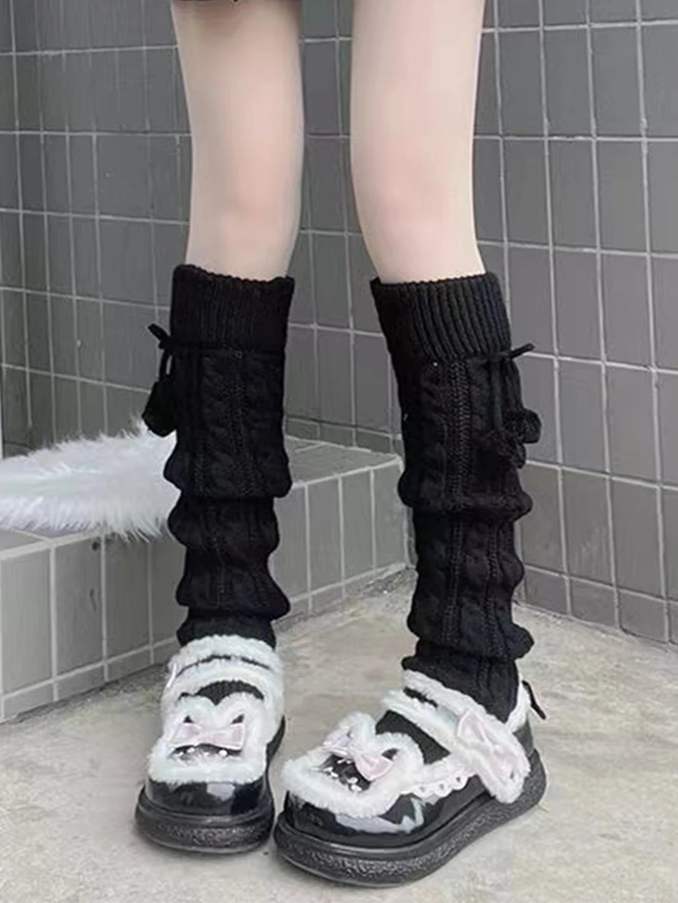 Dospita  -  A pair of Japanese style Harajuku all-match heap mid-calf socks set white knitted y2k campus jk strap long leg set for women