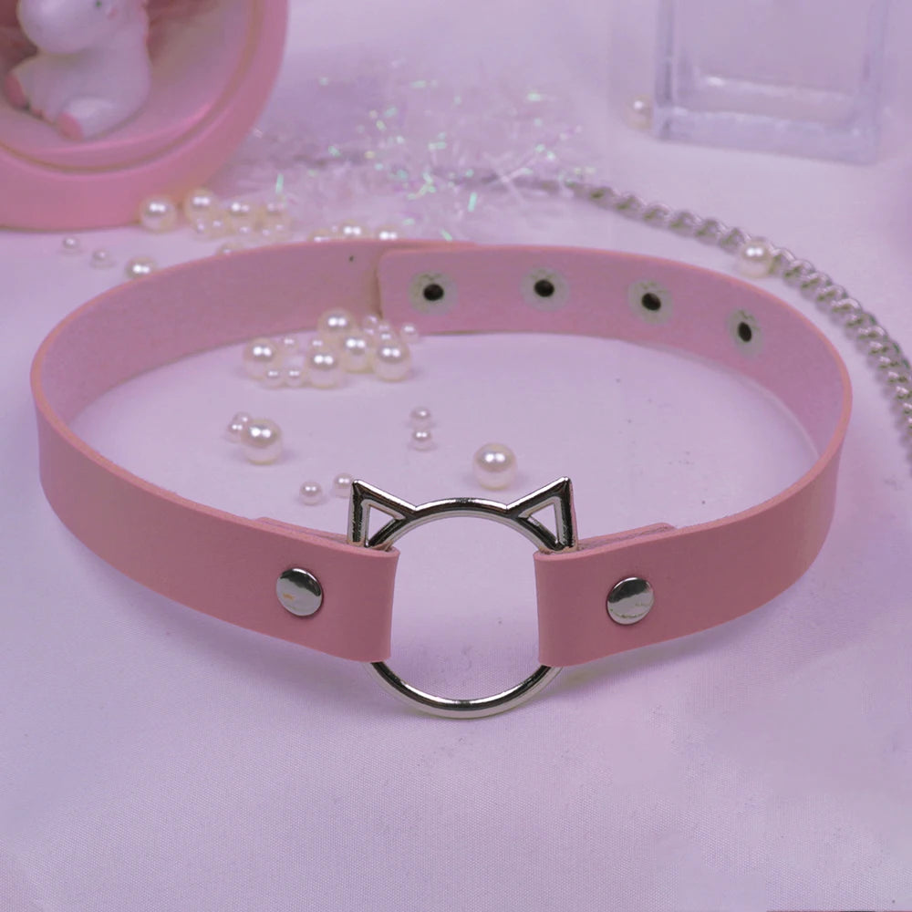 Dospita  -  New Cosplay Harajuku Punk Rock Gothic Collar Choker Sexy PU Leather Cat Ear Accessories Sexy Trendy Collar Choker Necklace