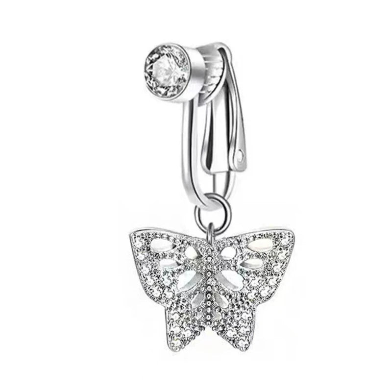 Dospita  -  No Piercing Belly Button Clamp Easy to Wear Navel Rings Comfortable Women Body Adornment for Parties and Daily Wear