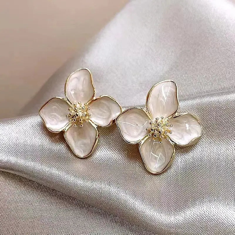 Dospita  -  Summer Long Flower Earrings Hand-made Pearl Beaded Korean Fashion Shiny Earrings Sweet Jewelry Gifts Wholesale