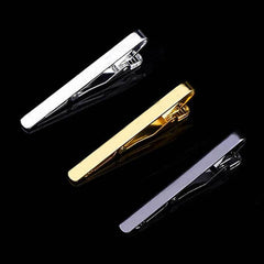 Dospita 1 pcs Colourful Tie Clip For Men Metal Silver Gold Tone Simple Bar Clasp Practical Black Navy Blue Necktie Clasp