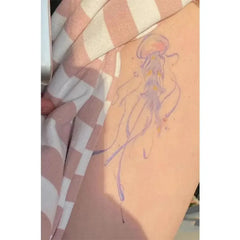 Dospita Cartoon Jellyfish Temporary Tattoo for Woman Thigh Waterproof Sticker Cartoon Y2K Butterfly Fake Tattoos Festival Art Tatuaje