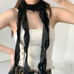 Dospita Japan Korean Version Cool Y2k Spiral Woven Long Scarf Plush Knitted Scarves Women Girl Autumn Winter Warm Scarf Streetwear y2k