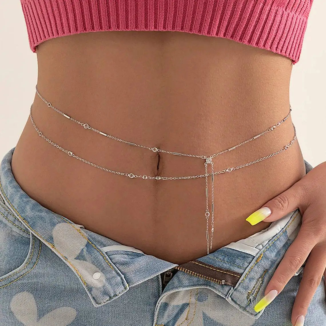 Dospita  -  Double Layers Tassel Belly Chains For Women Gold Silver Color Metal Beach Bikini Waist Body Chain Jewelry Versatile Acessories