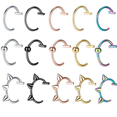 Dospita 1Pc Stainless Steel Fake Nose Ring Hoop Septum Rings C Clip Lip Ring Earring Fake Nose Piercing Women Body Jewelry Non-Pierced