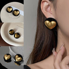 Dospita Vintage Round Gold Colour Heart Statement Earrings Big Black Boho Earrings for Women Ethnic Jewelry Elegant Party Gift