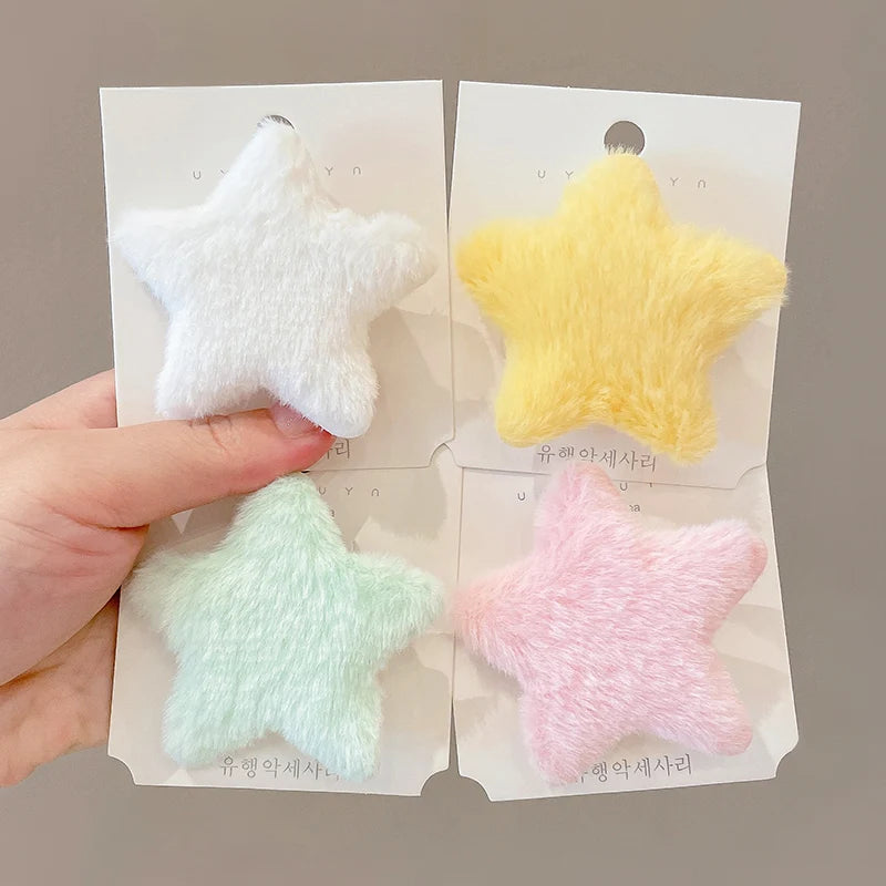 Dospita  -  1/12pcs Plush Star Y2K Star Mini Star Hairpin Sweet Child Handmade Cute BB Pins Hairpin Headwear Hair Accessories Women Girls