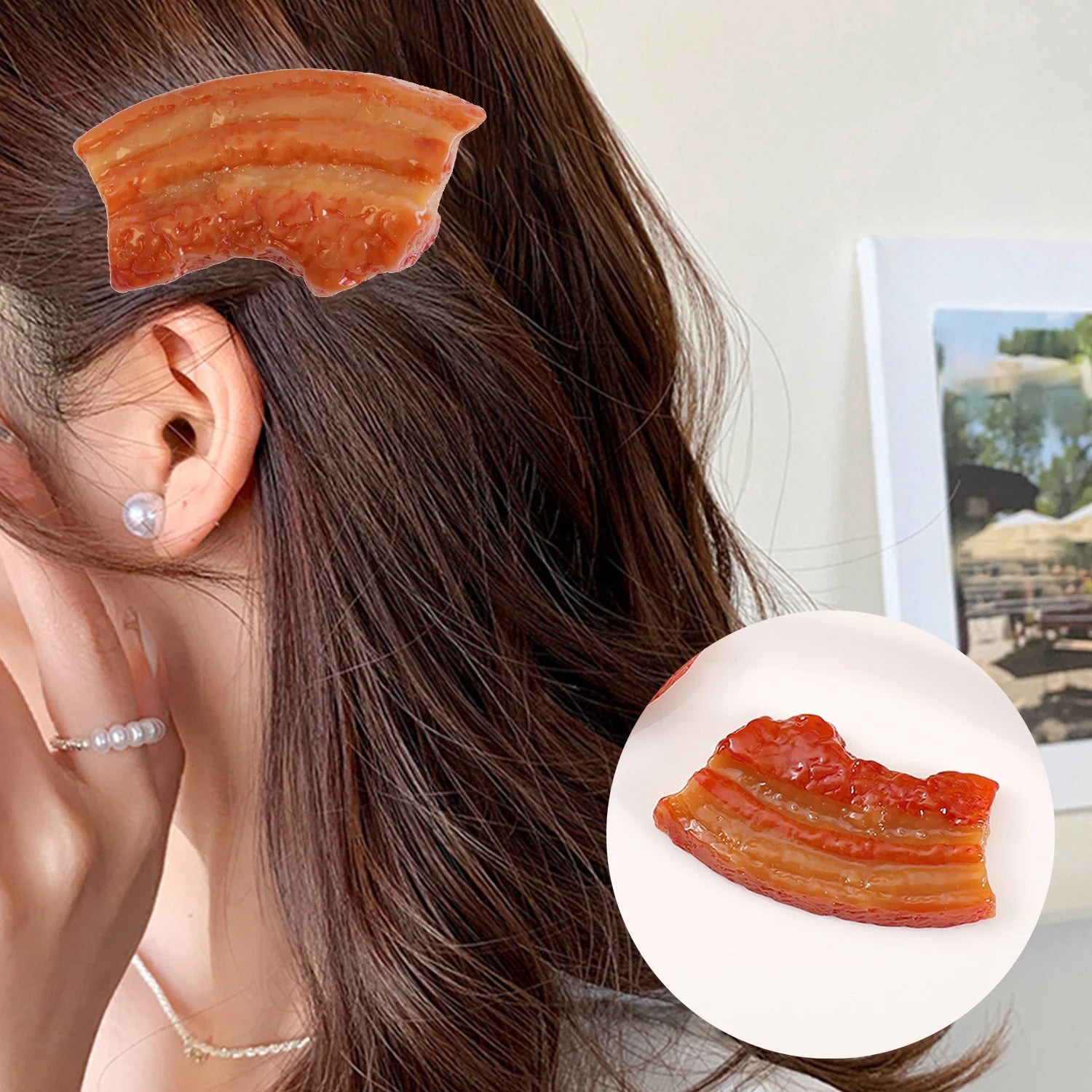 Dospita Simulated Food Hair Accessories Cute Side Bangs Clip Simulated Meat Hair Clips Girls Hair Dress Funny Hairpins