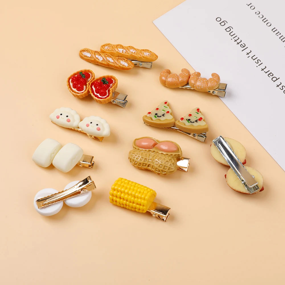 Dospita Girls Hair Dress Food Hair Clips Simulated Food Hair Accessories Cartoon Hairpin Biscuit Hairpin Acrylic Hairpins Pizza Hairpin