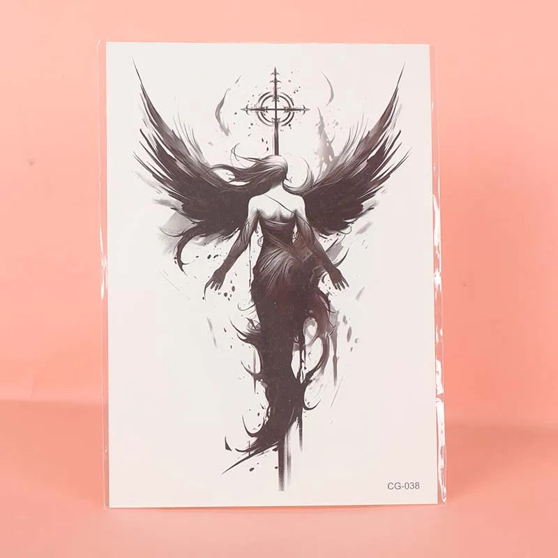 Dospita  -  Dark Angel Long-lasting Waterproof Temporary Tattoo Sticker, Realistic Non-reflective Fake Tattoo, for Men and Women