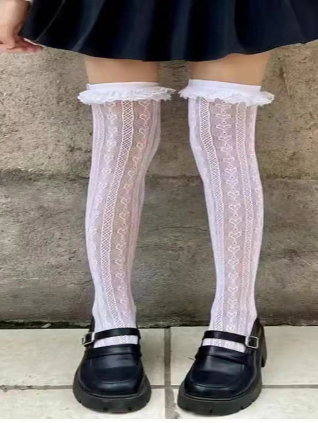 Dospita 1 pair of new Lolita stockings lace stockings Lolita knee high JK girls thigh stockings Cos knee high stockings