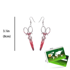 Dospita Terror Blood Axe Earrings Personalized Punk Metal Scissors Sharp Knife Wrench European Halloween Funny Earrings