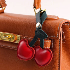 Dospita  -  Fashionable Cherry Charm Pendant Handbag Accessories Girls Key Rings Double Heart Keychain for Wallet Bag and Phone