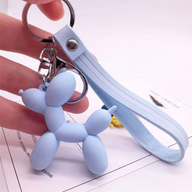 Dospita Cartoon Balloon Dog Keychain Colorful Soft Rubber PVC Lovely Dog Keychains for Women Key Chain Car Key Ring Bag Pendant Jewelry