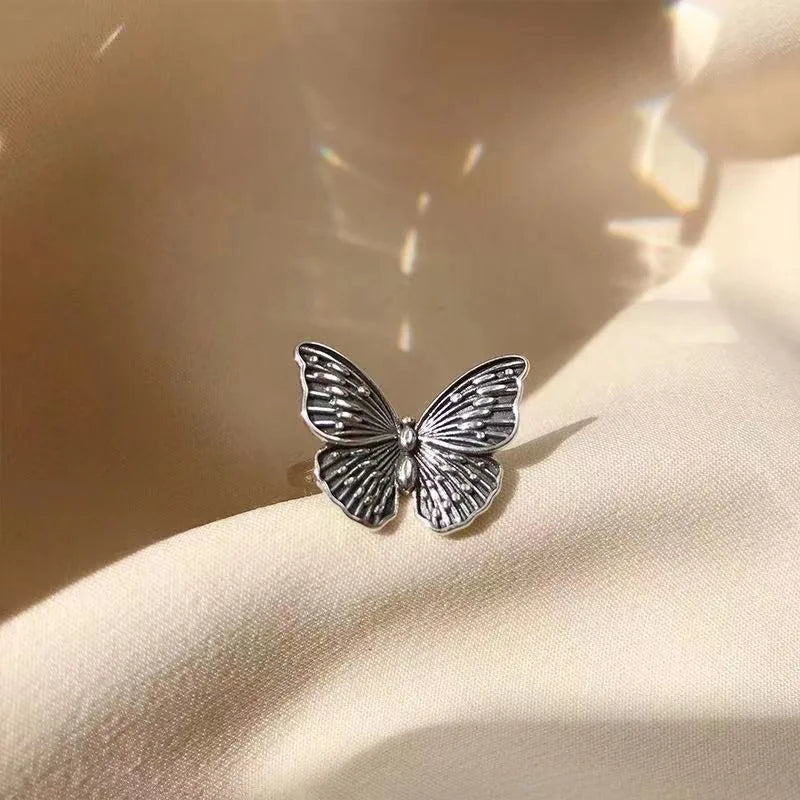 Dospita Vintage Punk Metal Butterfly Shape Rings Adjustable Butterfly Women's Rings Exquisite Insect Ring Gothic Jewelry Free Shipping