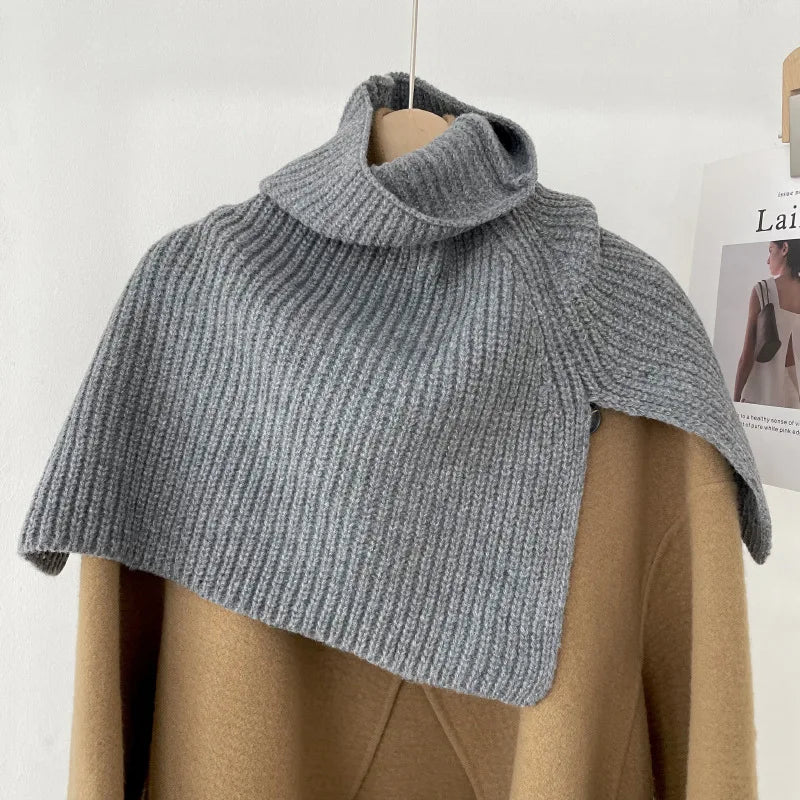 Dospita Solid Knitted Scarf High Collar Pullover False Collar Coat Shawl Bib Warm Neck Protector Sleeve Thickened Clothes Accessories