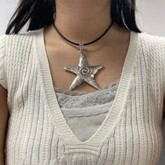 Dospita  -  Chunky Pentagram Necklace Jewelry Gift for Women Mens Exaggerate Y2K Star Charm Necklace Clavicle Chain Jewelry Gift  Dropship