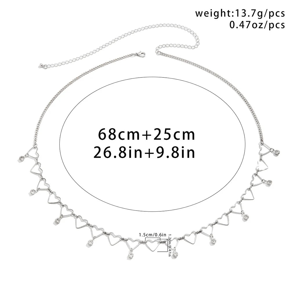 Dospita  -  Sexy Vintage Belly Heart Chain Body Chain Crystal Pendant Waist Chain Belt Streetwear Summer Women Fashion Body Jewelry Y028