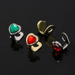 Dospita Single Heart-shaped Hip Hop Grillz Fashion Cz stone Gold Silver Color Grills Dental Mouth Punk Teeth Caps Jewelry