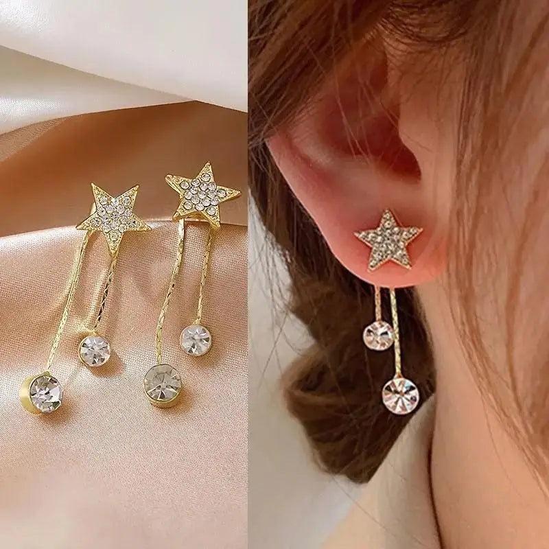 Dospita  -   Needle Purple Butterfly Long Tassel Earrings For Women Jewelry Trending Korean Fashion Luxury Crystal Earrings