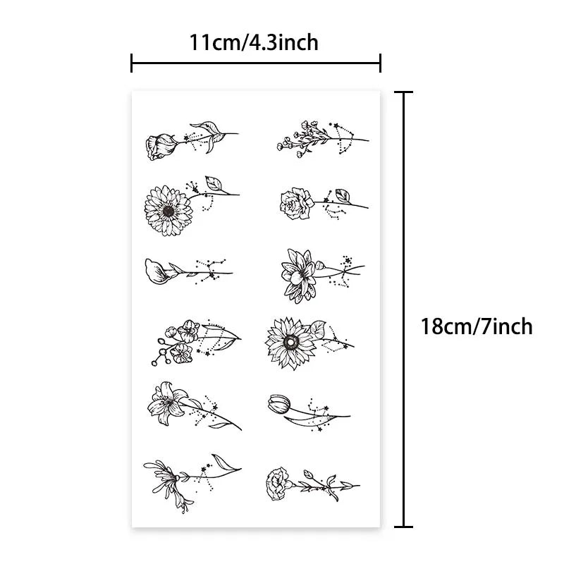 Dospita  -  Chrysanthemum flowers, lasting 1-2 weeks waterproof, temporary tattoo stickers, semi-permanent fake tattoos for the arms