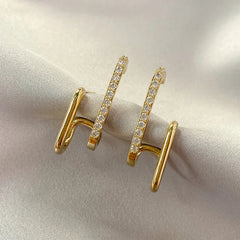 Dospita  -  New Bright Crystal Luxury Korean Unusual Claw Stud Earrings Ear Piercing Hook Irregular Pearl Christmas Jewelry Gift