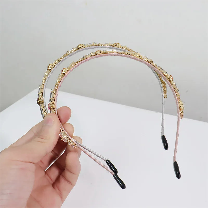 Dospita Fashion Hair Clips Rhinestone Headband for Women Hairband Elegant Vintage Palace Style Bands Hair Hoop Simple Hair Accessories