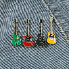 Dospita Vintage Music Guitar Enamel Brooch for Women Men Fashion Musical Instrument Electric Guitar Badges Pins Collar Badge Jewelry Gif