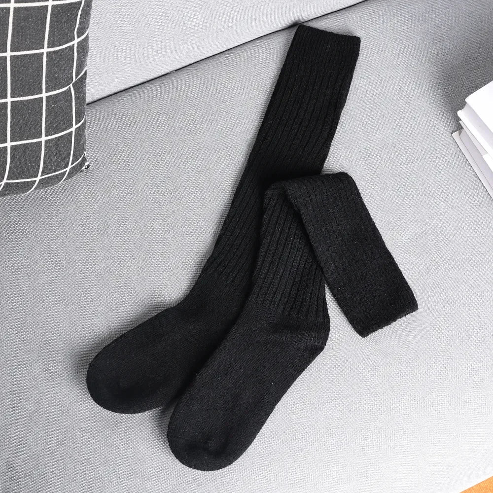 Dospita  -  Soft Wool Long Socks Women Autumn Winter Cashmere Solid Knitted Stocking Skinny Casual Knee High Fluffy Warm Thicken Girls Socks