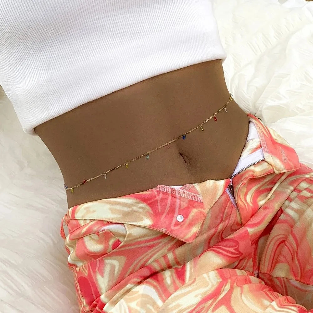 Dospita  -  Cosysail Sexy Love Heart Waist Chain for Women Girl Minimalist Hollow out Colorful Heart Belly Chain Summer Beach Jewelry