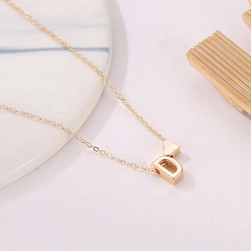 Dospita New Personality Initial S Cute Mini Heart Choker Necklace Chain Love Letter Pendant Women Simple Holiday Collier Girlfriend Gift