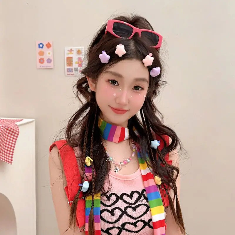 Dospita 20Pcs/Lot Girls Hair Accessories Super Sweet Star Hairpin Summer Forehead Bangs Hair Clip Pentagram Head Barrettes New Headdress