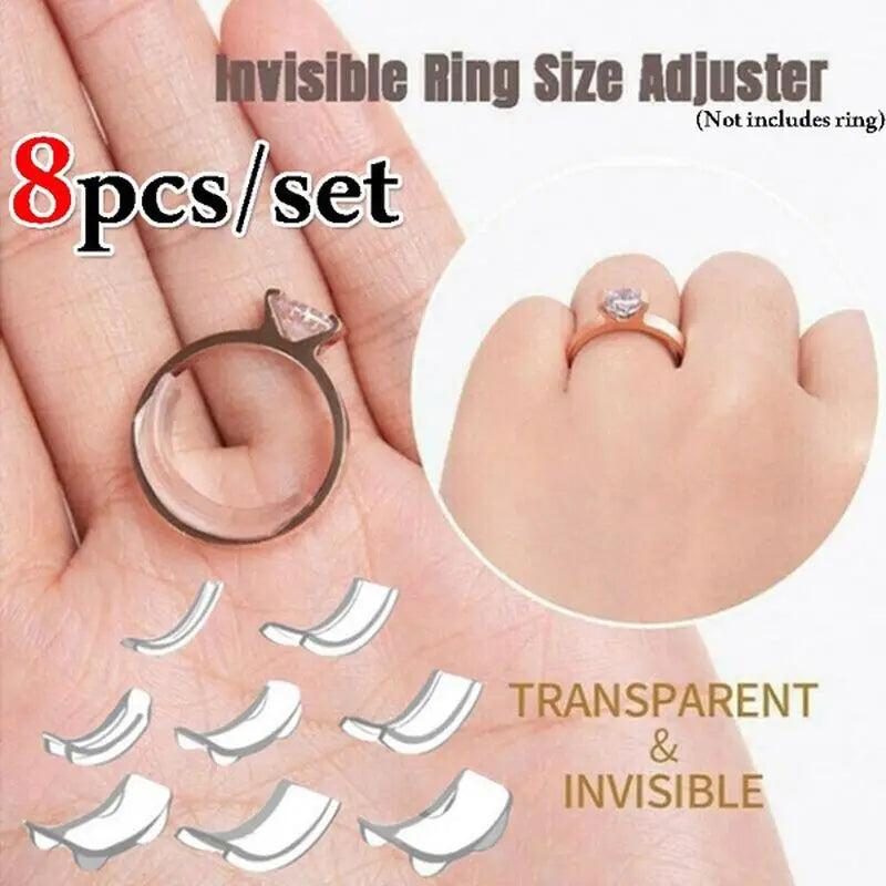 Dospita  -  8 Sizes Silicone Invisible Clear Ring Size Resizer Loose Rings Reducer Ring Sizer Fit Any Rings Jewelry Tools Tightener