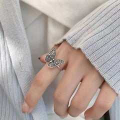 Dospita Vintage Punk Metal Butterfly Shape Rings Adjustable Butterfly Women's Rings Exquisite Insect Ring Gothic Jewelry Free Shipping