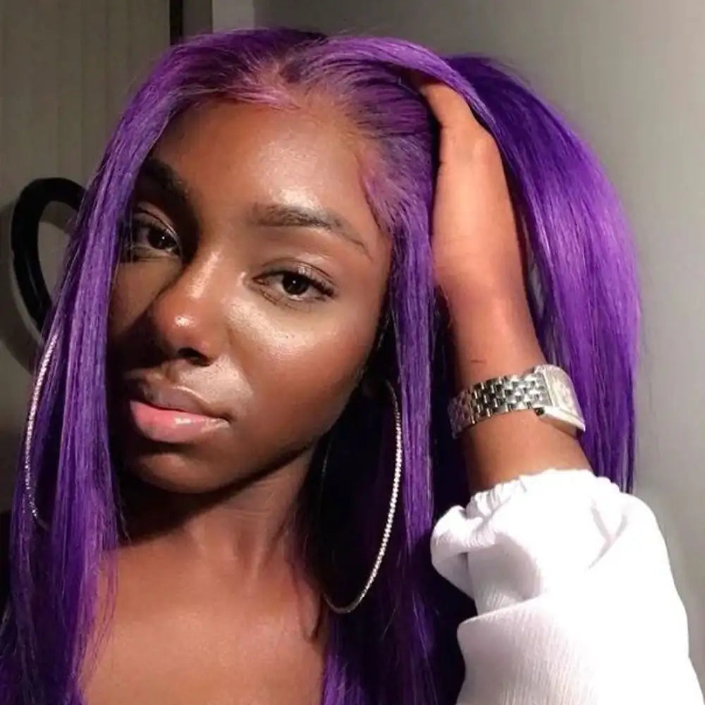 Dospita Purple 613 Colored 13x4 Transparent Lace Frontal Wigs Human Hair Wig For Women Brazilian Remy Hair Glueless Full Lace Wigs