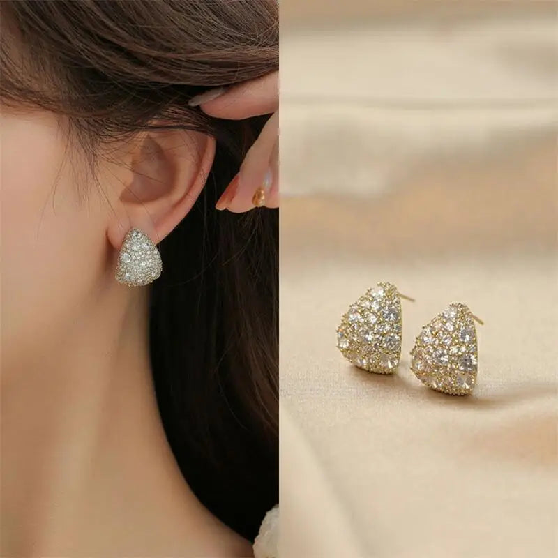 Dospita  -  Fashion Cross Stud Earrings For Women Girls Korean Style Elegant Crystal Jewelry Ear Rings Fishtail Lady Earrings Gift