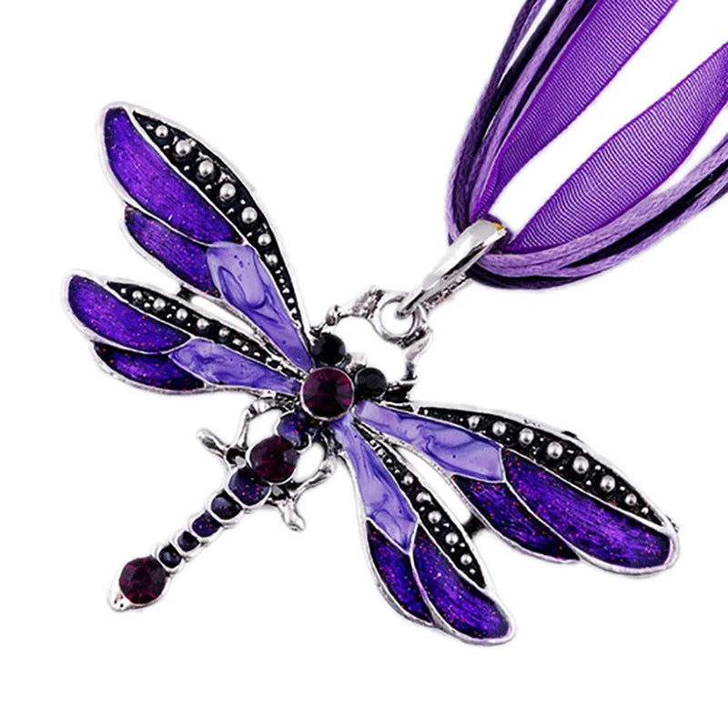 Dospita Fashion Crystal Dragonfly Pendant Necklaces for Women Vintage Insect  Multi Layers Rope Necklace Jewelry Accessories