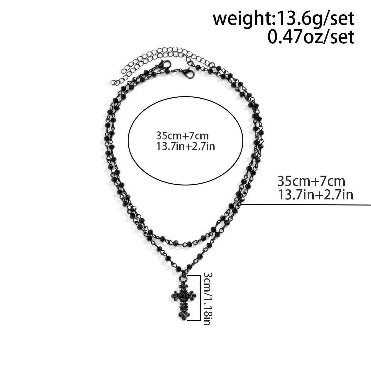 Dospita  -  2Pcs/Set Gothic Black Cross Jesus Pendant Choker Necklace for Women Punk Vintage Metal Beads Chain Neck Jewelry Accessories New