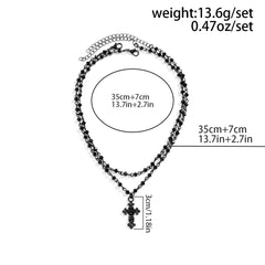 Dospita  -  2Pcs/Set Gothic Black Cross Jesus Pendant Choker Necklace for Women Punk Vintage Metal Beads Chain Neck Jewelry Accessories New