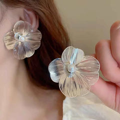 Dospita  -  New Big Metal Flowers Stud Earrings for Women Personality Fashion Unique Design Brincos Wedding Jewelry Wholesale Birthday Gift