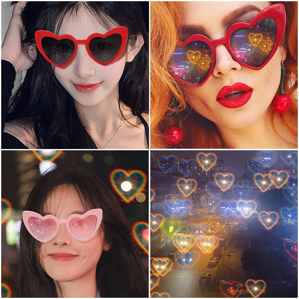 Dospita Fashion Heart Shaped Effects Glasses Watch The Lights Change To Heart Shape At Night Diffraction Glasses Women Female Sunglasses