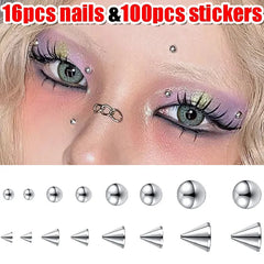 Dospita  -  Stainless Steel Fake Nose Ring Sticker Non Piercied Lip Nails Ear Stud for Women Men Pack Fake Eyebrow Lip Piercing Body Jewelry