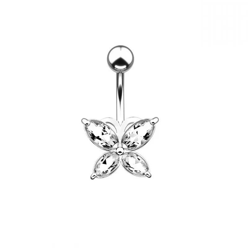 Dospita  -  Zircon Crystal Belly Button Piercing Rings for Women Navel Ring Surgical Steel Barbell Snake Butterfly Body Piercing Jewelry