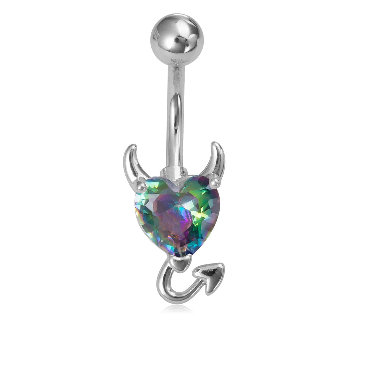 Dospita  -  Little Devil  Belly Button Rings Cute Heart Zircon Navel Belly Piercing Ring For Women Sexy Surgical Steel Body Jewelry Earrings