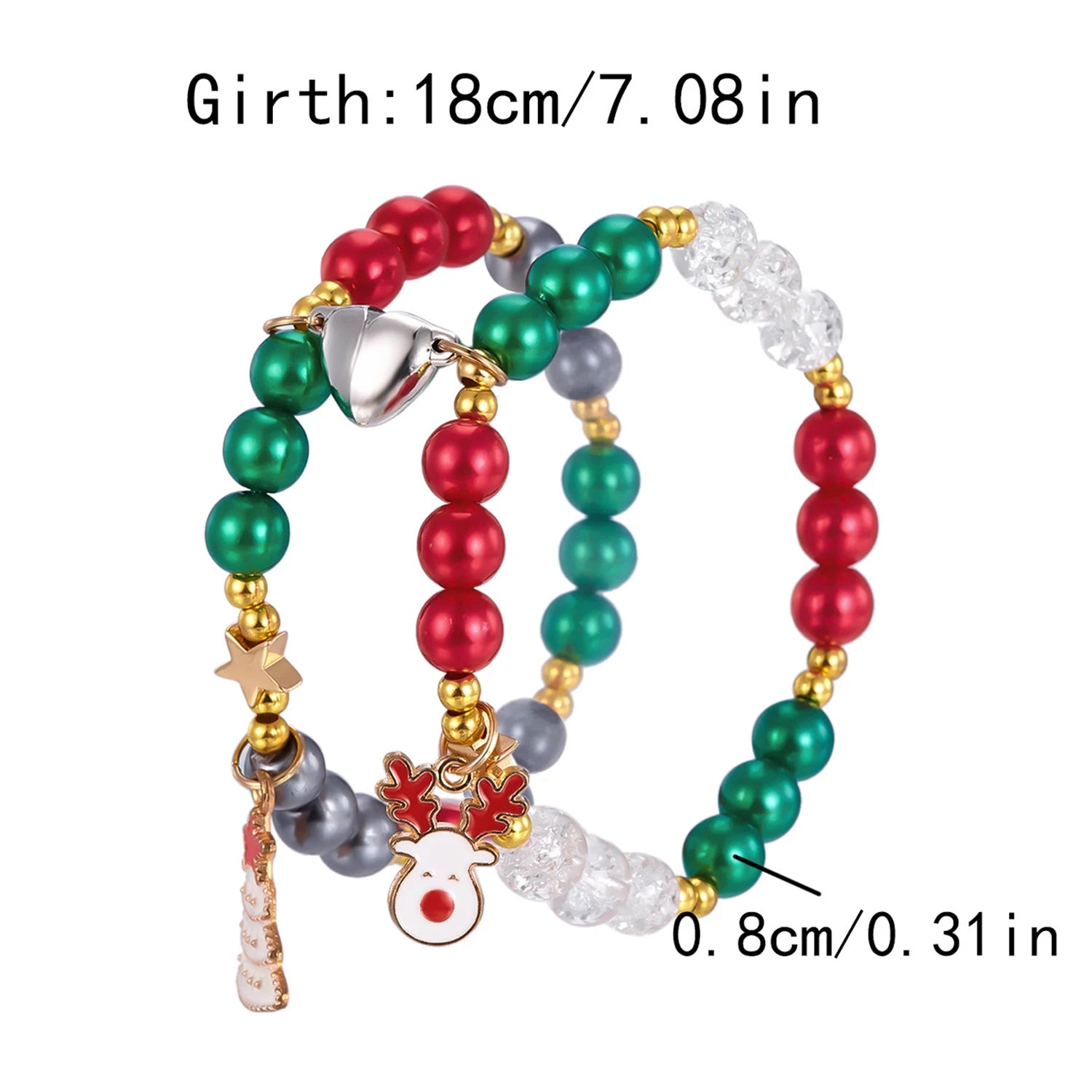 Dospita Merry Christmas bead Bracelet Santa Claus Snowman Elk Xmas Tree Pendant Bracelets for Women New Year Party Jewelry Gifts