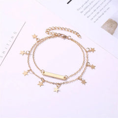 Dospita Gold Color Star Pendant Anklet Foot Chain for Women Summer Beach Leg Bracelet Charm Anklets Jewelry Gift