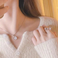 Dospita  -  Fashion Silver  Women Jewelry Clavicle Chain Plated White Round Moonstone PendantI Necklaces Daily Accessories