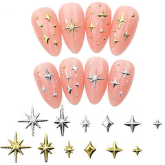 Dospita  -  100pcs Random Mix Nail Rivet Studs Gold/Silver Stars Light Nail Art Charms Asterism Starlight Accessories Manicure Supplies