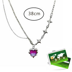 Dospita Y2K Fashion Peach Heart Water Drop Pendant Necklace Women Black Crystal Egirl Sweet Cool Clavicle Chain Jewelry